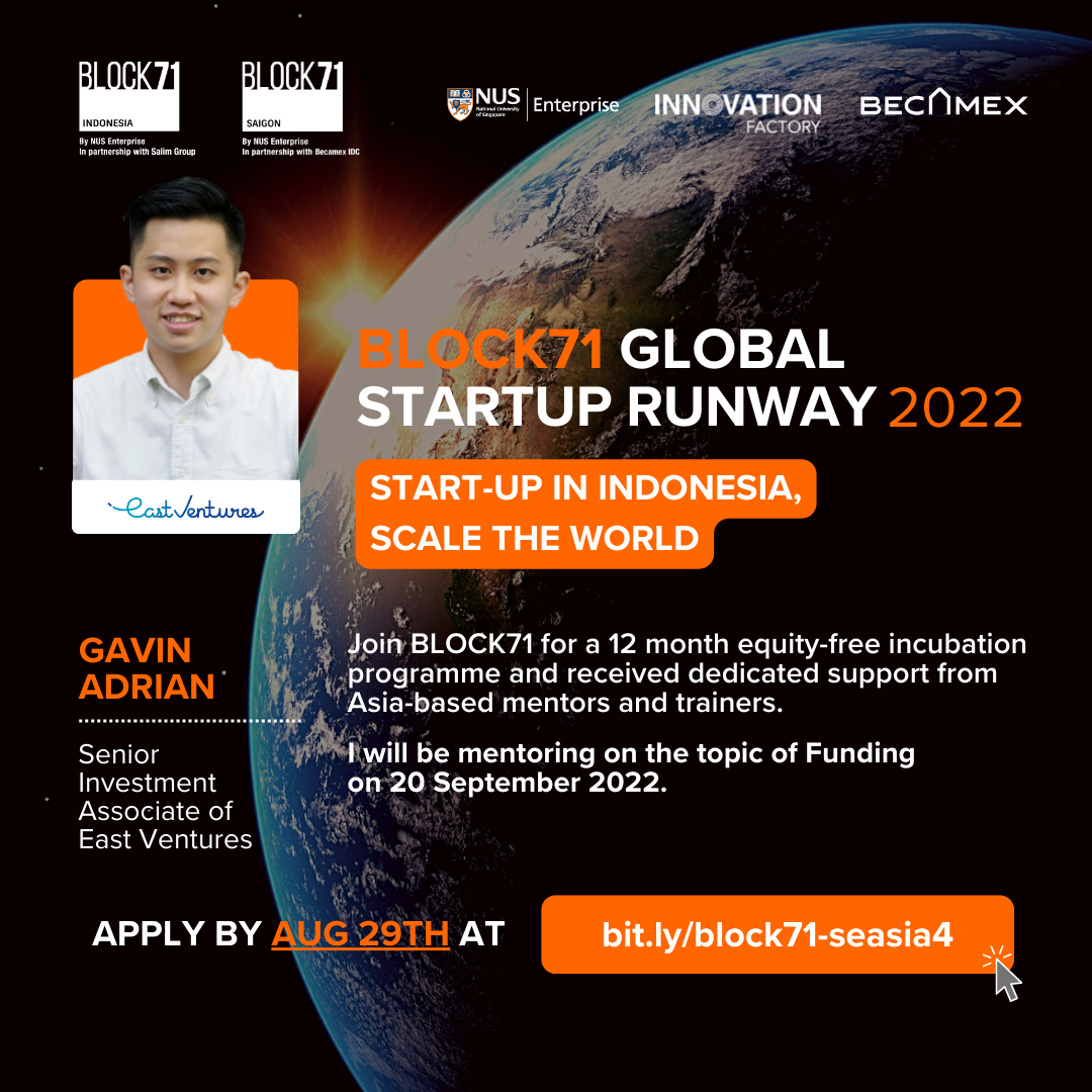 Gavin Adrian @ BLOCK71 Global Startup Runway 2022|BLOCK71 GLOBAL STARTUP RUNWAY 2022